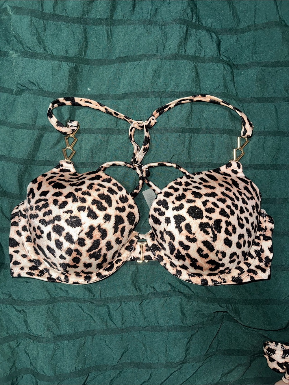 Victoria's Secret Leopard Print Push-Up Bikini Top 32D - Beige/Black